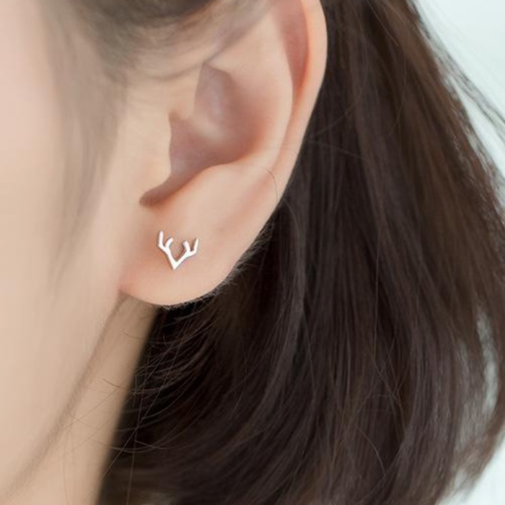 Silver Genuine S925 Antler Earrings - Picture 3 of 5
